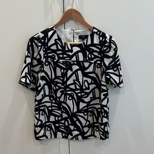 J. Crew Black and White Abstract Blouse